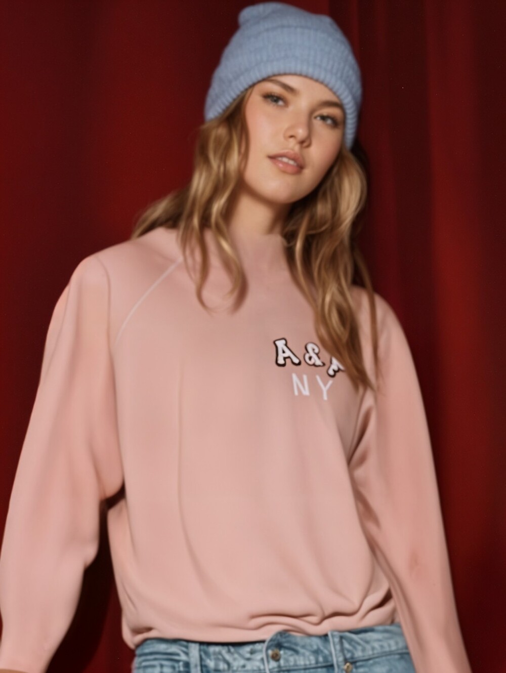 Abercrombie & Fitch A&F N-Y Pink Crewneck Sweatshirt